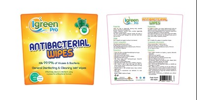Label (Igreen Pro Wipes Jpg Anti Bacterial Wet Wipes Fda)